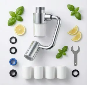 2026 Upgraded Universal Sink Faucet 1080° Rotating Extender with 4  aerator Water Modes Soft Bubble Stream & Power Rinse Spray for Bathroom Kitchen Silver