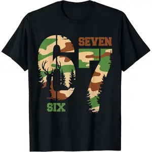 Field Camouflage Six Seven 6 7 Spoof Camouflage 67 Unisex  100% Cotton Soft Breathable Summer Winter Casual Sports Gift classic meme style unisex  fabric menswear graphic men go  jotee chicago football merch big  mouth  shirt Gangsta T-Shirt aries tee