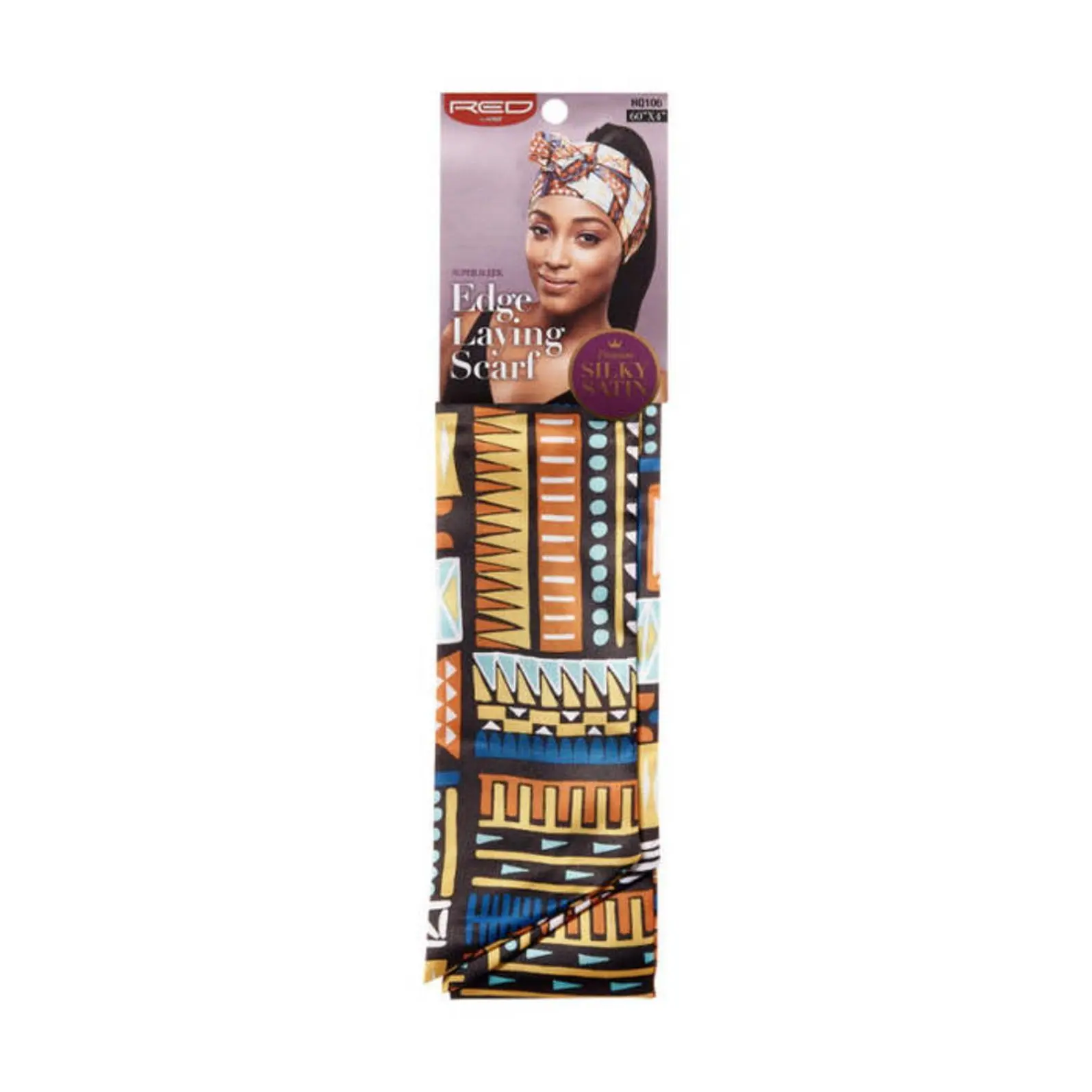 KISS - RED SILKY SATIN EDGE SCARF (AZTEC)