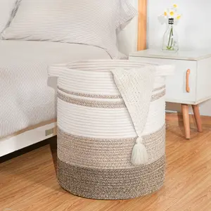 Sowyem 80L Laundry Baskets-LaundryHamper, Storage Basket withHandles, Decorative Basket for Livingroom, Woven Storage Basket for ToysBin, Pillows, Blankets, Clothes-18x16in-Gradient Brown