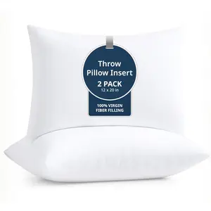12x20 Pillow Insert - Pack of 2 White Decorative Pillows for Sofa Bed,  Pillow Inserts for Cushion Covers, Bed, Couch Pillows for Living Room