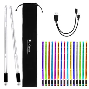 Rechargeable LED Light Up Drum Sticks 15 Color Changing Drumsticks with Storage Bag for Adults Drummers, Durable Professional PC Polymer Material Drumsticks, Cool LED Light Up Drumsticks