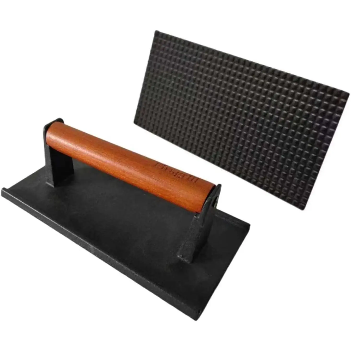 8.3"x4.3" Heavy-Duty Cast Iron Grill Press and Steak Weight with Cool-Touch Comfort-Grip  Handle - BBQ Accessories for Griddle, Outdoor Grill, Panini, Tortilla (2 Rectangle)