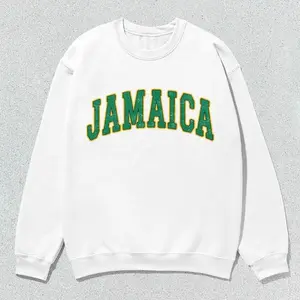 Jamaica Sweatshirt Collegiate Crewneck Sweater Unisex Green Yellow Distressed