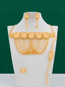 Women's Elegant Rose Print Jewelry Set, Tassel Design Necklace & Dangle Earrings & Ring & Bracelet, Fashion Jewelry for Party, Trendy All-match & Exquisite Jewelry for Birthday Gift, Fashionable Jewelry Set