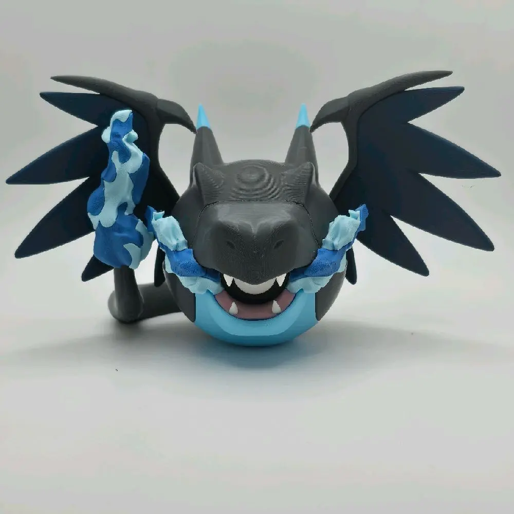Mega Charizard X Themed Pokeball Collectible Figure Ornament - Dragon Flame Design, Multi-Size Model Collectible Figurine for Pokemon Fans, Display-Decor Item