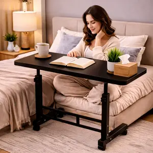 Mobile Adjustable Height Computer Desk with Wheels, Bedside Laptop Table, Sofa Side Coffee Table for Bedroom, Dormitory, Office