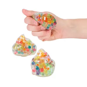 2 1/2" Squishy Gel Beads Rainbow Poop-Shaped Squeeze Toys - 12 Pc.