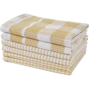 100% Cotton Dish Towels for Kitchen - 6 Pack Dish Cloths for Washing Dishes, Ultra Soft Quick Drying Kitchen Dish Cloths, Reusable Dish Rags for Washing Dishes, 12"x12" - Beige