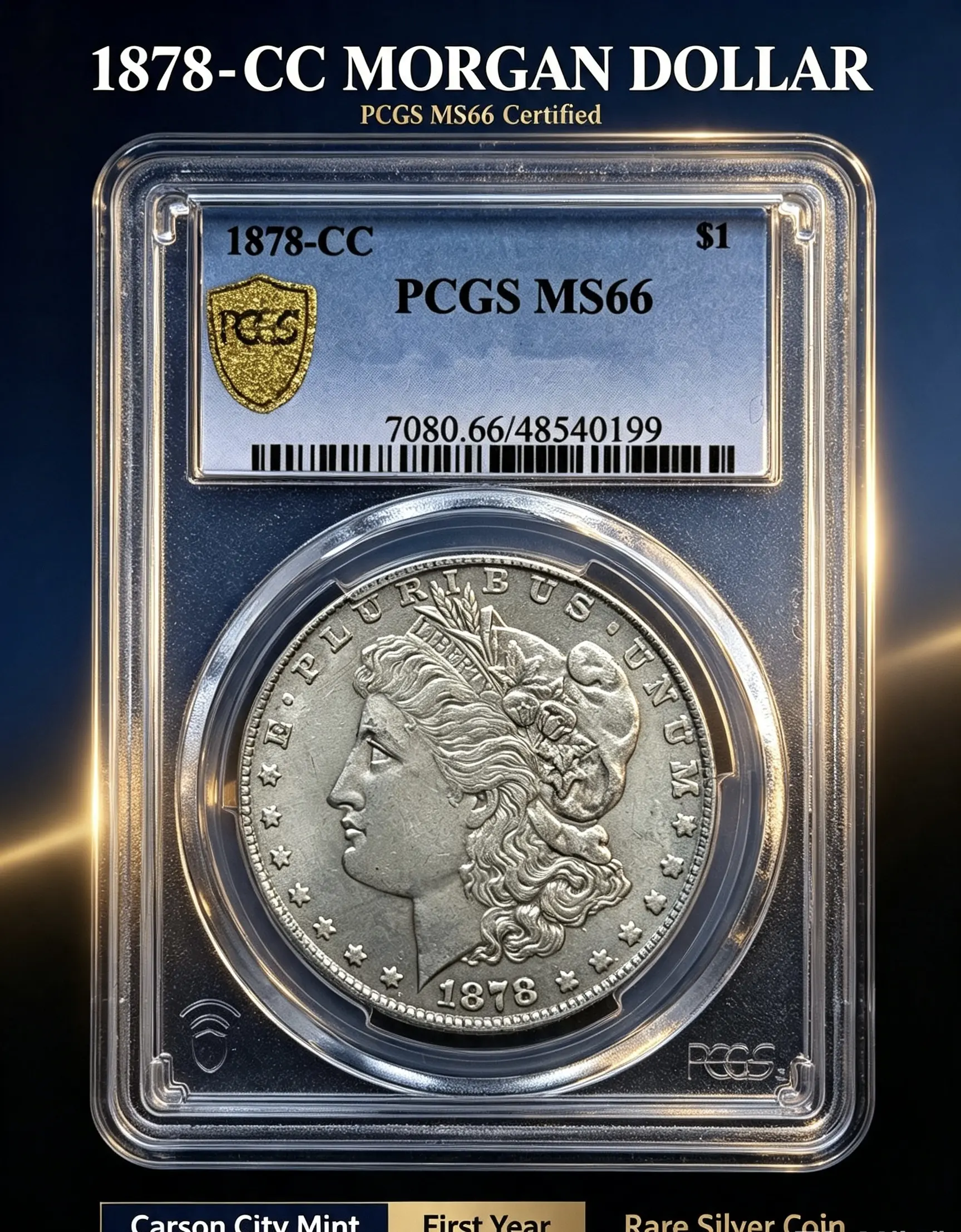 1887-CC -1891-CC Carson City Morgan Dollar PCGSMS66 | Rare Key Date Silver Coin With OriginalPCGS Graded Holder Sold by ZHANGSHAOKE