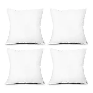 BASIC SUPPLY EDOW Throw Pillow Inserts, Set of 4 Lightweight Down Alternative Polyester Pillow, Couch Cushion, Sham Stuffer, Machine Washable.(White, 18x18)
