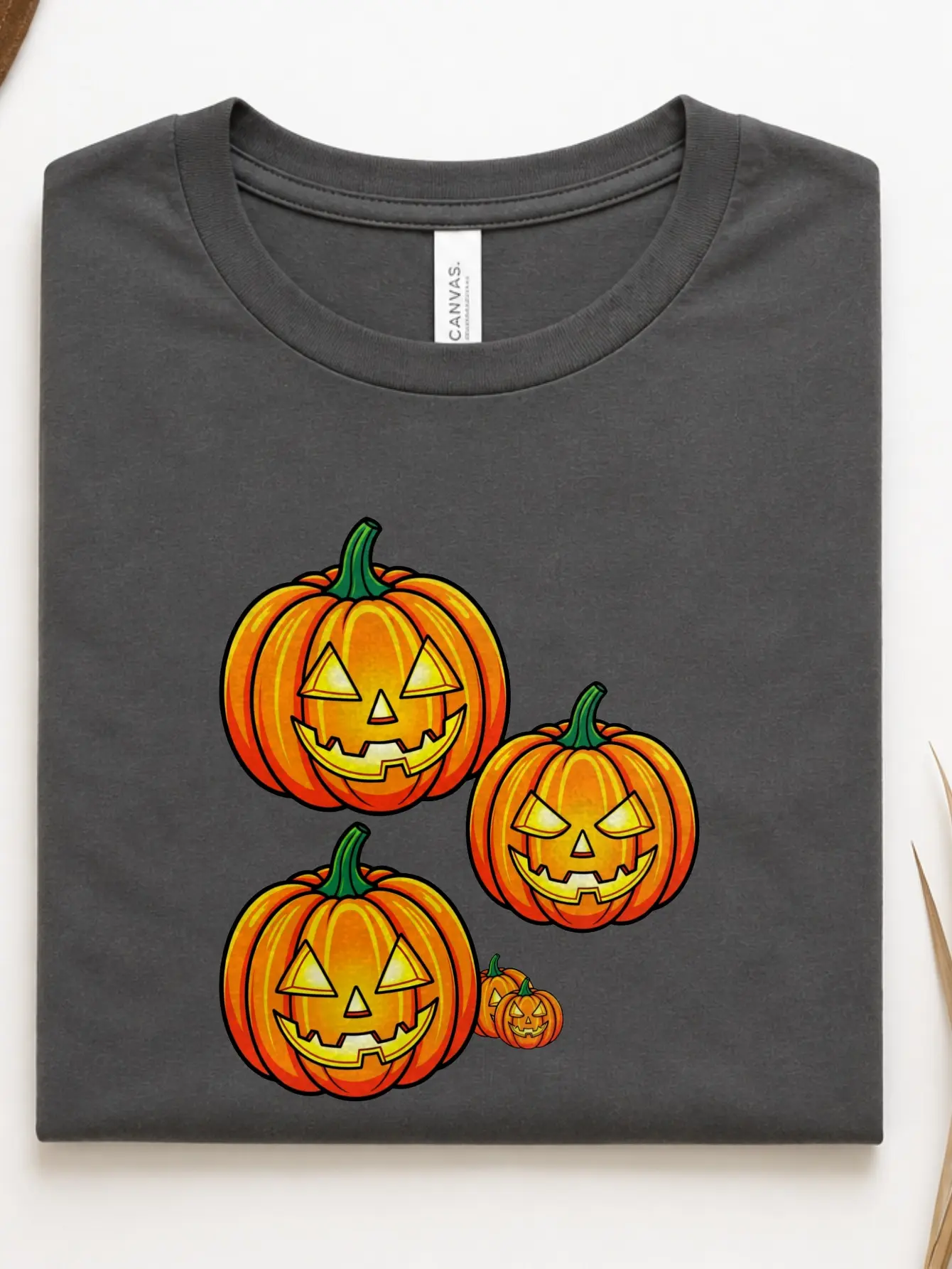 Women Glowing Pumpkin Halloween Graphic Tee Soft 100% Cotton Relaxed Fit Crew Neck Short Sleeve Top Fall Casual T‑Shirt