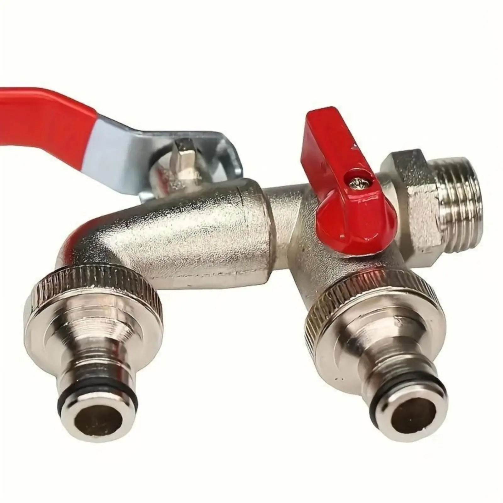 Stainless Steel Garden Hose Faucet, Double Outlet Garden Water Faucet, Universal Threaded Outdoor Faucet, Compatible with Sprayer & Hose Sprayer, Water Hose Nozzle, Nozzle For Hose Outdoor, Garden Hose Connector, Water Hose Adapter, Watering Systems