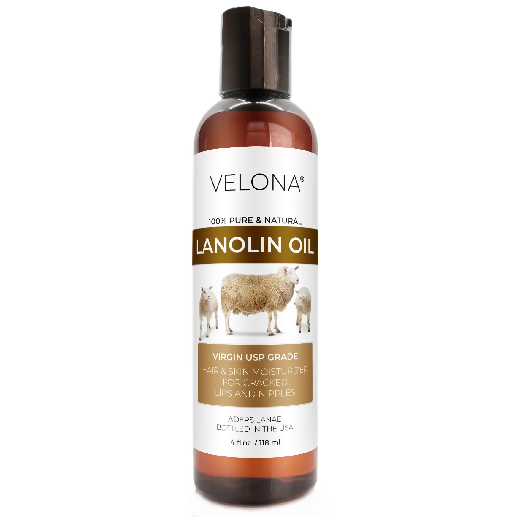 velona Lanolin Oil USP Grade 4 fl oz | 100% Pure and Natural Carrier Oil | Refined, Cold pressed | Skin, Hair, Body & Face Moisturizing