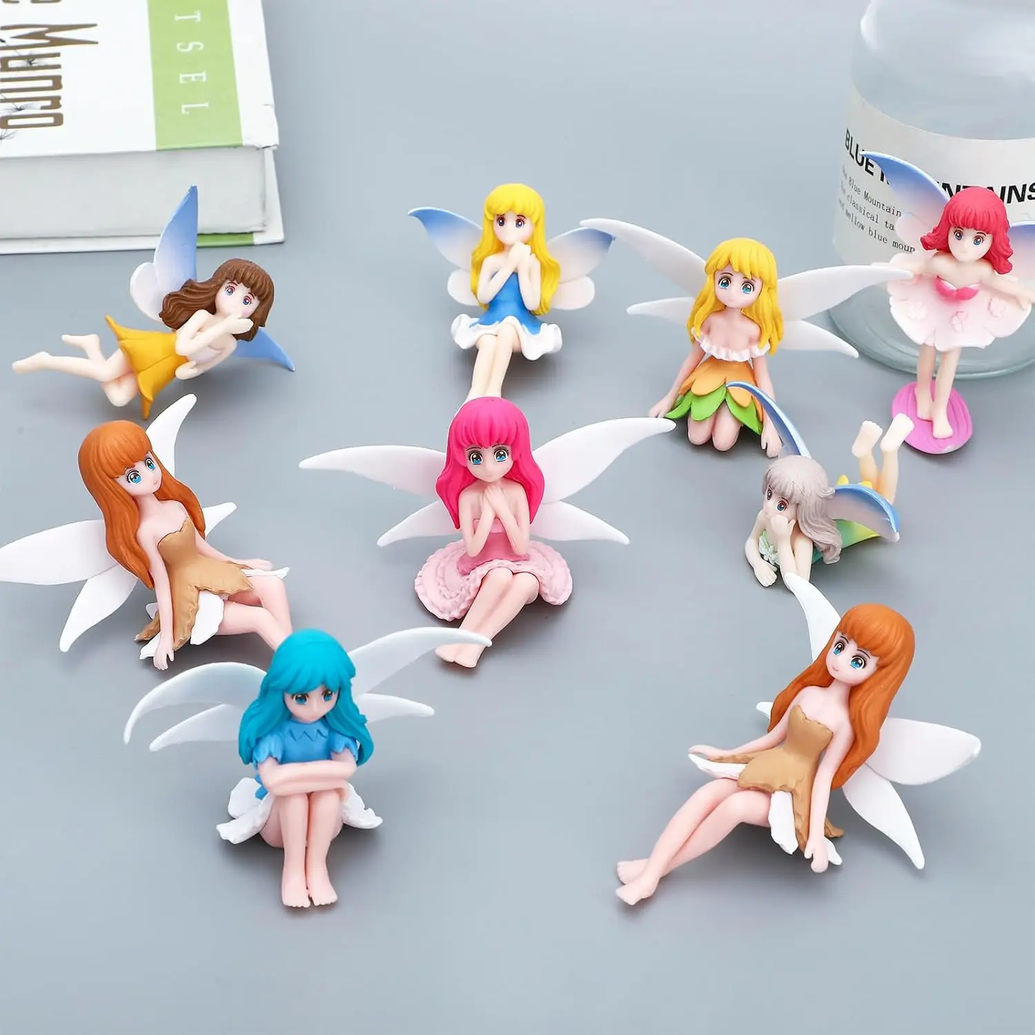 8PCS Miniature Fairy Figurines - Small Flower Fairies Ornaments Resin Mini Fairy Figurines Tiny Elf for DIY Fairy Garden Flower Pot Bonsai Micro Landscapes Craft Decoration Accessories