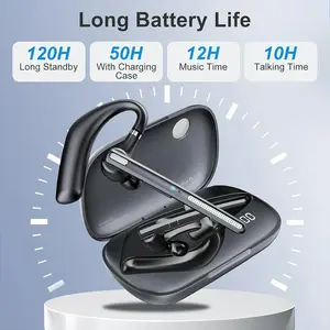 Bluetooth Headset V5.3 for Office Driving, Wireless Earpiece with 500mAh Charging Case Hand-Free Headphones Noise Canceling Mic