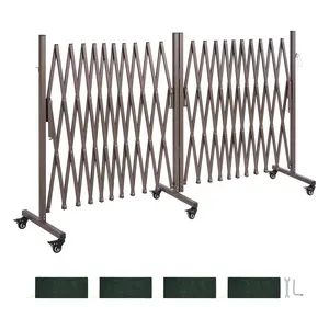 VEVOR Double Expandable Barricades, 27FT Expandable Safety Barrier, 0-180 °   Rotatable Mobile Barricade with Locking Casters, Portable Folding Security Gate Traffic Fence for Patio Garden Stairway