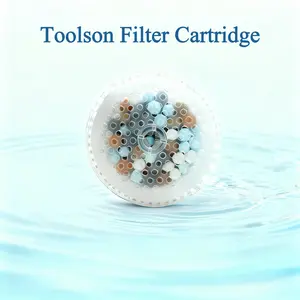 Only Filter Cartridges — Toolson Shower Filter Replacement Cartridges | PP Cotton & Maifan Stone Dual-Layer Filter | Volcanic Mineral Water Purifier | Effective for Hard Water, Chlorine & Heavy Metals | Easy-Change Design