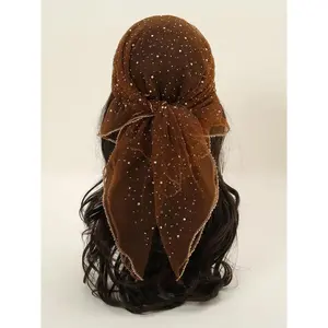 Women's Glitter Decor Head Scarf Elegant Hair Band for Daily Hairstyle Ideas Trendy Solid Shawl Casual Trendy Headscarf for Women Summer Bonnets Scarf for Birthday Gift Glitter Head Wrap Human Hair Multifunctional Lace Scarf