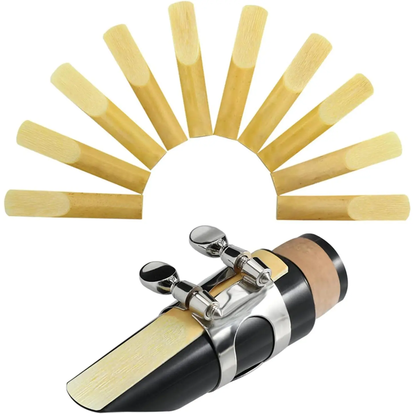 Bb Clarinet Traditional Reeds - Strength 2.5, 10-Pack with Portable Case, Thinner Vamp for Beginners, Suitable for Classical Music, Jazz, Wide Usage