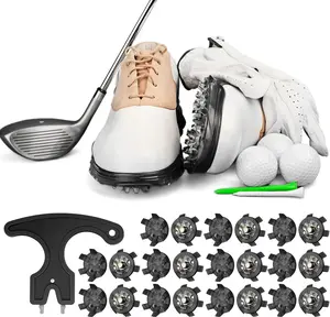 51 Pcs Golf Shoe Spikes Replacements Set,Including 50 Golf Shoe Cleats with 1 Black Golf Cleats Spanner,6 mm Metal Thread Screw,Golf Cleats Replacement for Cricket Shoe summervibes