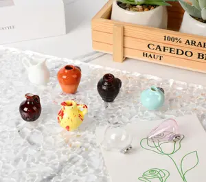 Creative Mini Ceramic Vase DesignDecorating Magnet,8pcs/setRefrigerator Magnet, DlY Fridge Magnet forFlower, Home & Office lnterior Decoration.Summer for Gift Kitchen Magnetic Decorative