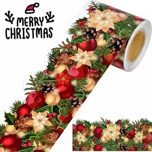 59 Feet Christmas Bulletin Board Borders Xmas Pine Cones Pine Needles Trim Border Bulletin Board Decorations for Holiday New Year School Classroom Chalkboard Party Decor