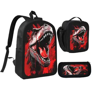 Mochila Jurassic Child School Backpack with LunchBags ,Pencil Bags ,School Bags for Boys Girls Best Gift B Meshbackpacks