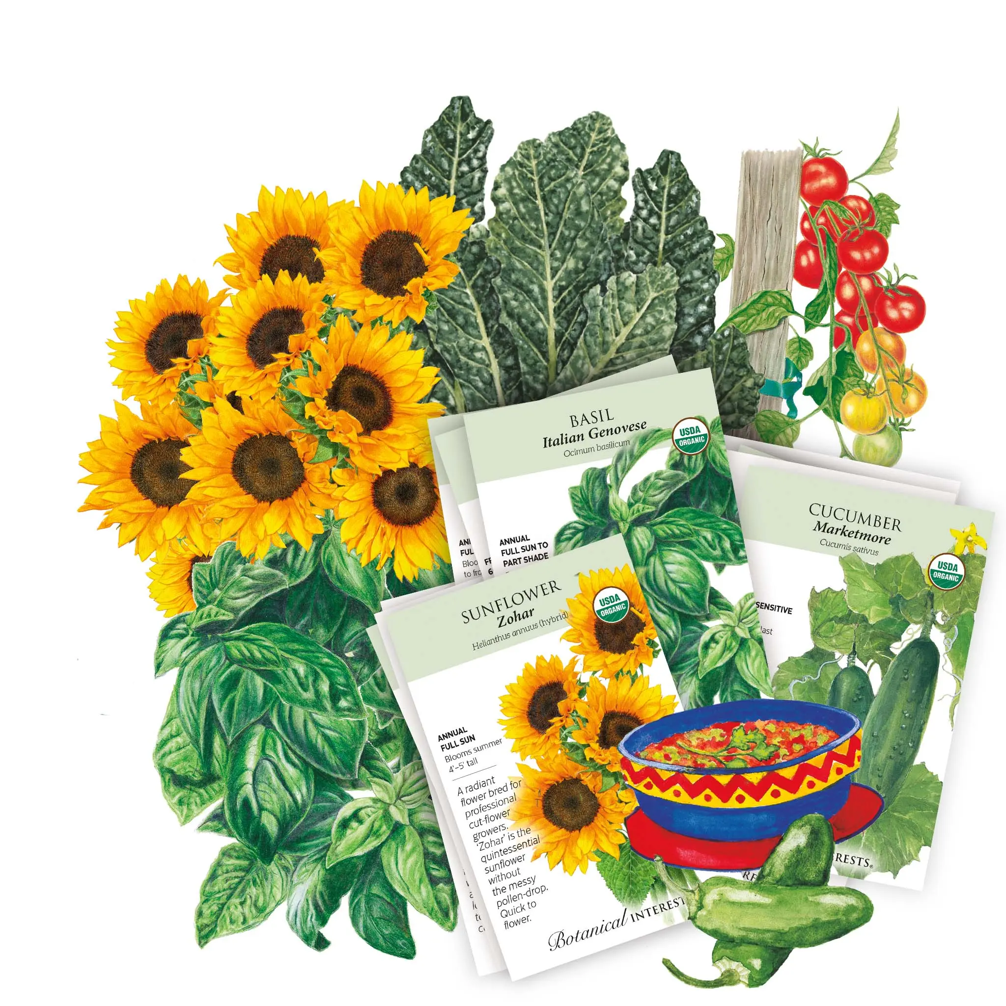 Beginner’s Garden Seed Bundle, Curated Box Thoughtful Pack with Organic Basil Seeds, Easy Growth Feature, Perfect Gift for Home Garden Enthusiasts