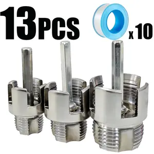 13-Piece Internal & External Pipe Threader and Teflon Tape Set - PVC Pipe Threader, Pipe Threading Tool, Plastic Pipe Threader - Includes 1/2", 3/4", and 1" Dies - Compatible with Electric Drills for Home Repair