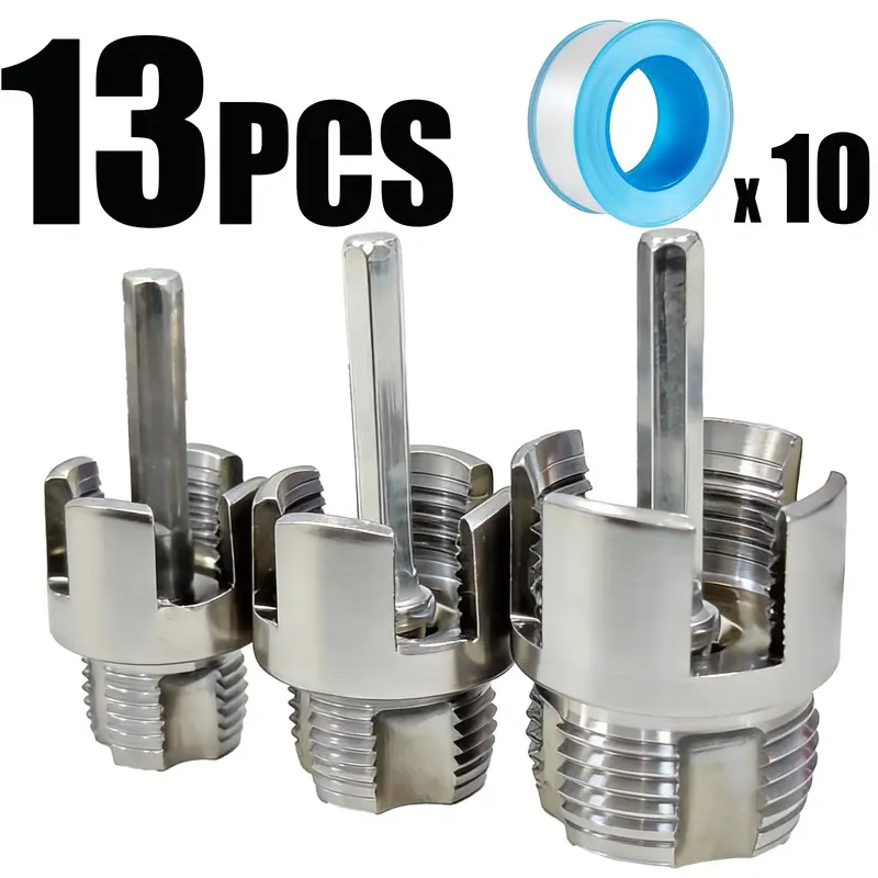 13-Piece Internal & External Pipe Threader and Teflon Tape Set - PVC Pipe Threader, Pipe Threading Tool, Plastic Pipe Threader - Includes 1/2", 3/4", and 1" Dies - Compatible with Electric Drills for Home Repair