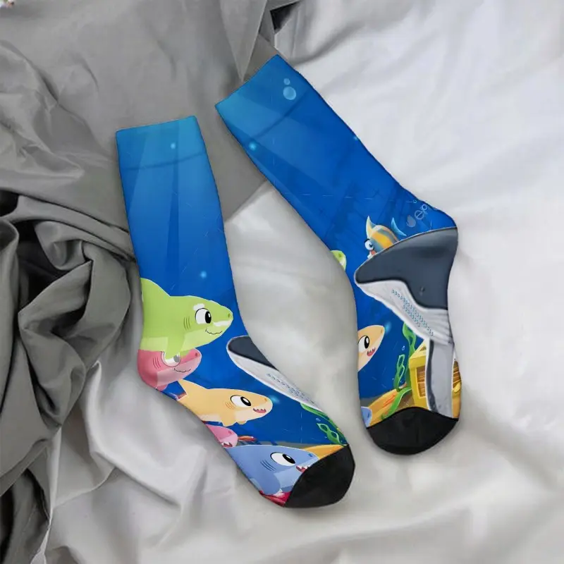 Cartoon shark and whale character mid-calf socks - casual, soft, comfortable, and a must-have for autumn and winter.