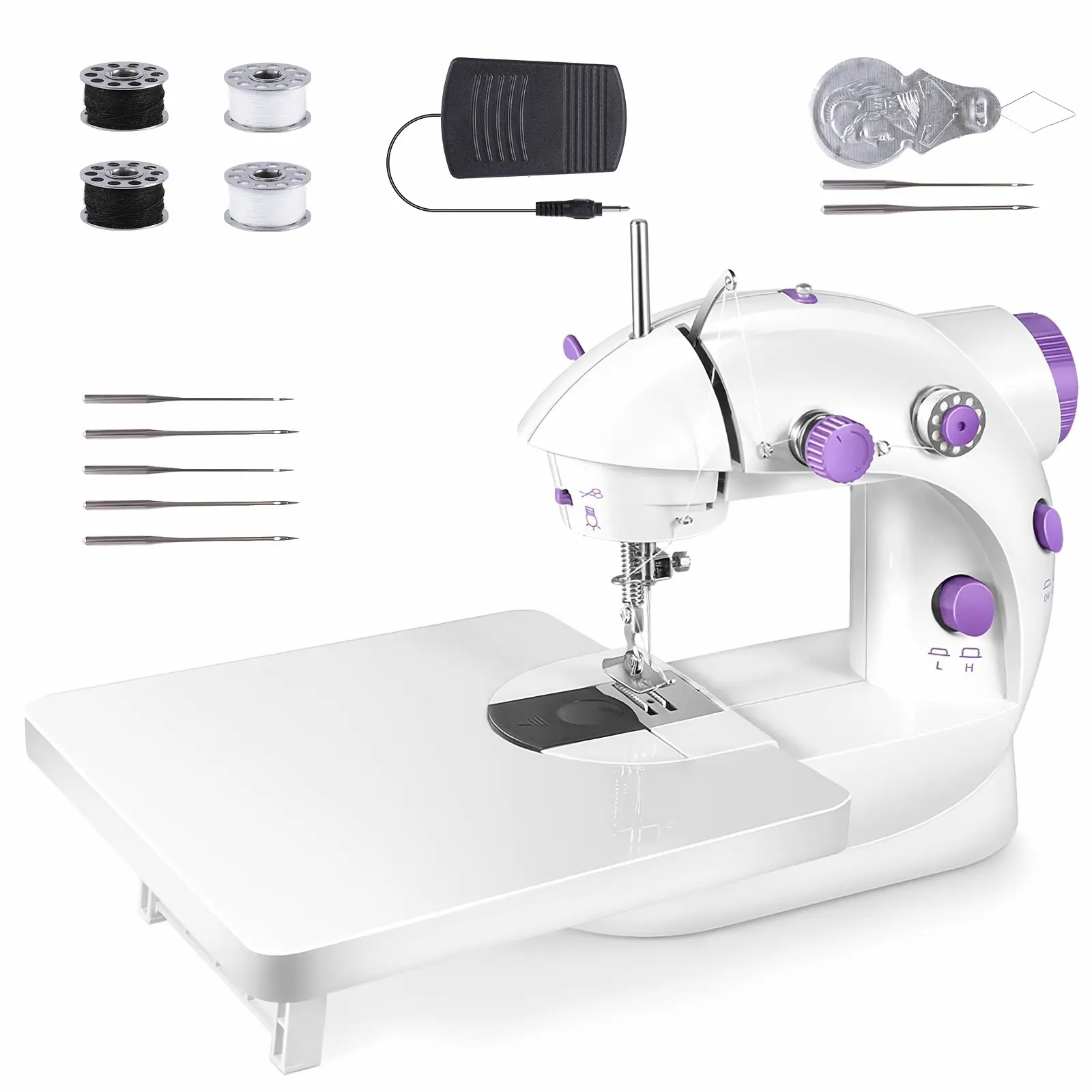 Mini Sewing Machine, Portable Electric Sewing Machine With Adjustable Speed And Foot Pedal, Overlock Stitch Function For Home Use, Lightweight Design For Projects And Mending, Great For Beginners And Hobbyists, Runs On 4 AA Batteries Or USB Power. (B