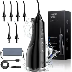 Water Dental Flosser Teeth Pick,Portable Cordless Oral Irrigator for Teeth Cleaning,4 Modes & 3 Intensities,310ML,IPX7 Waterproof,Rechargeable Water Flosser for Braces,Bridges,Gum Care-Black Adjustable Handle Fresh Breath Electric