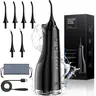 Water Dental Flosser Teeth Pick,Portable Cordless Oral Irrigator for Teeth Cleaning,4 Modes & 3 Intensities,310ML,IPX7 Waterproof,Rechargeable Water Flosser for Braces,Bridges,Gum Care-Black Adjustable Handle Fresh Breath Electric