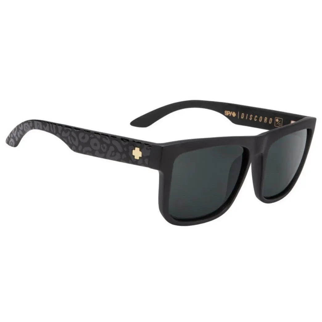 Spy Optic DISCORD Sunglasses - SLAYCO Matte Black LEOPARD / Happy Light Silver Spectra Mirror Lens