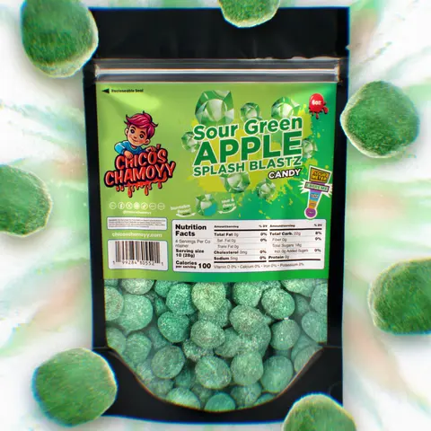 *NEW* Sour Green Apple Viral Gushers Splash Blastz 6Oz's Of Candy (No Chamoy Included) - Chicos Chamoyy Fruity Snack Sweet Wax Chewy Bonbon