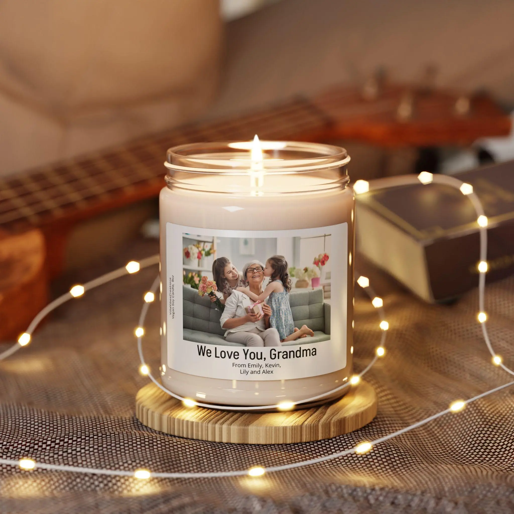 Personalized Nana Photo Candle Custom Grandmother Gift, Grandma Gift from Grandkids with Names, New Gigi Gift, Mimi Bday Present for Nonna
