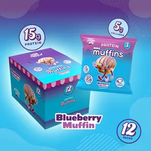 Blueberry Prime Bites Protein Mini Muffins - 15g Protein, Low Sugar, 5g Collagen