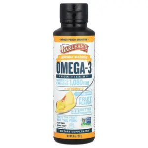 Barlean's Seriously Delicious®, Omega-3 From Fish Oil, Mango Peach Smoothie, 1,080 mg, 8 oz (227 g)
