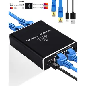 Ethernet Splitter 1 to 3, 1000Mbps High Speed Ethernet Cable Splitter with LAN Cable Cat 6 [3 Devices Simultaneous Networking], Gigabit RJ45 LAN Network Extension for Cat8/7/6/5e/5 Cable