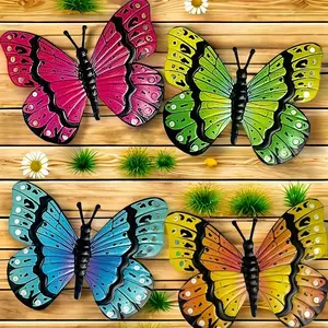 Beautiful Metal Butterfly Wall Decor Set of 4, Perfect for Outdoor and Indoor Use, Adds Charm to Garden, Patio, Living Room, Bedroom, Courtyard, Balcony