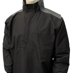 MLB Style Convertible Jacket/Umpire- Black with Charcoal Grey Collar, Shoulder and Back Accent