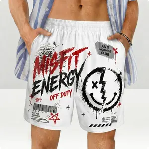 Misfit Energy Graphic Shorts, Streetwear Mens Shorts, Off Duty Aesthetic Shorts, Unisex Casual Summer Shorts, Harajuku Style Shorts