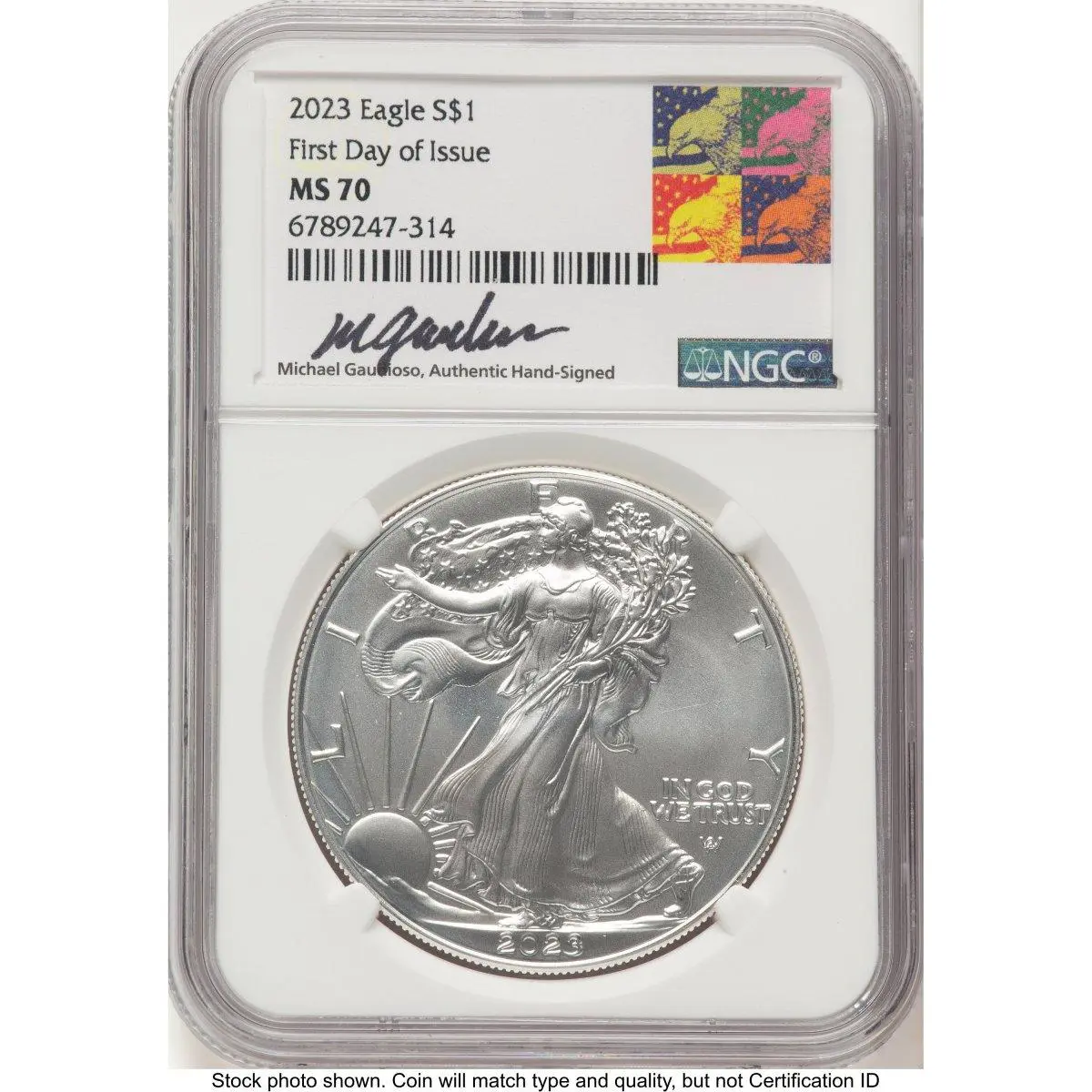 Modern Bullion Coins (2023 Silver Eagle FDI Michael Gaudioso Eagle Art)