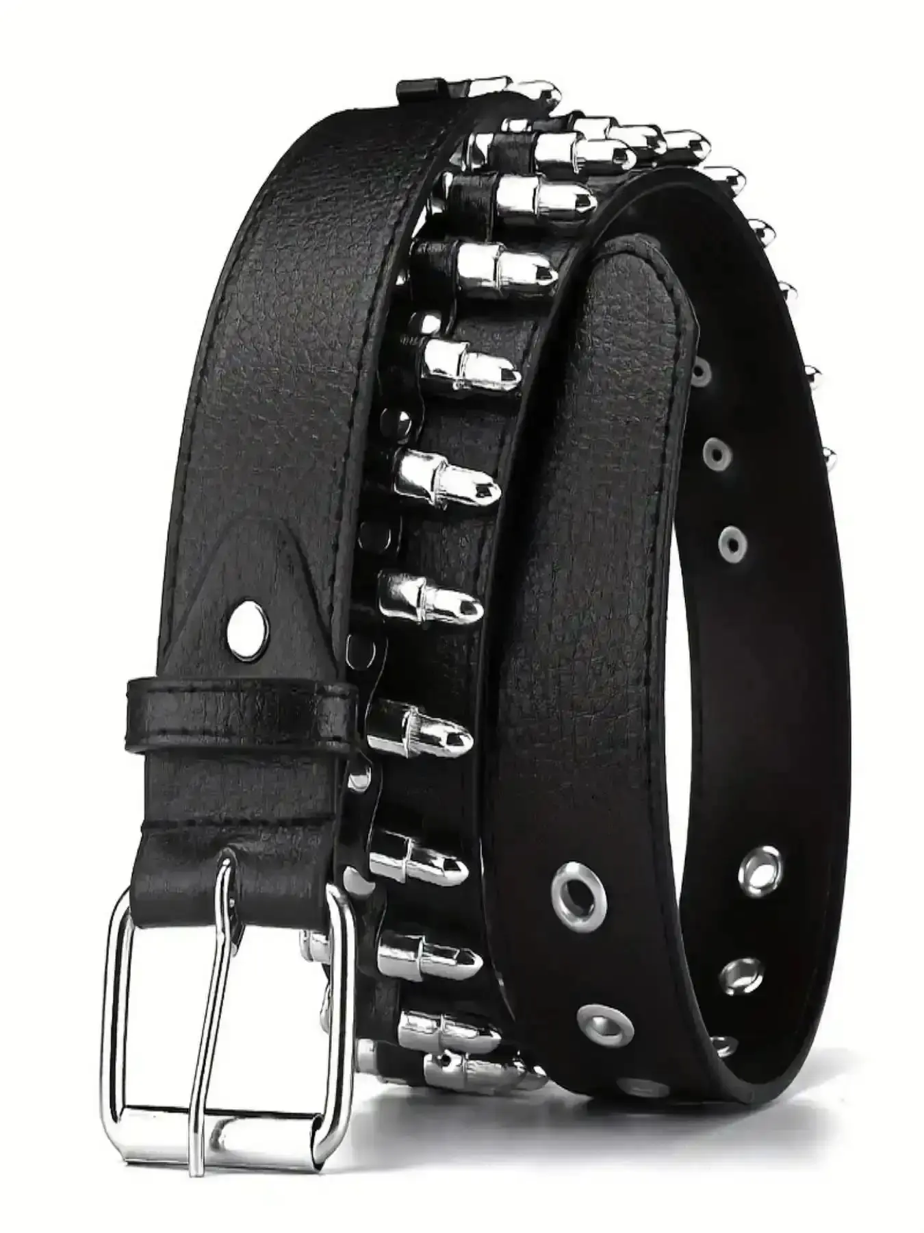 2026 Punk Fashion Bullet Design Pu Leather Belt, Belts for Men, Hip Pop Buckle Designer Belt for Men Women, Gothic Style Belt for Party, Daily Matching Outfit, Fall Outfits, Matching Two Piece Set
