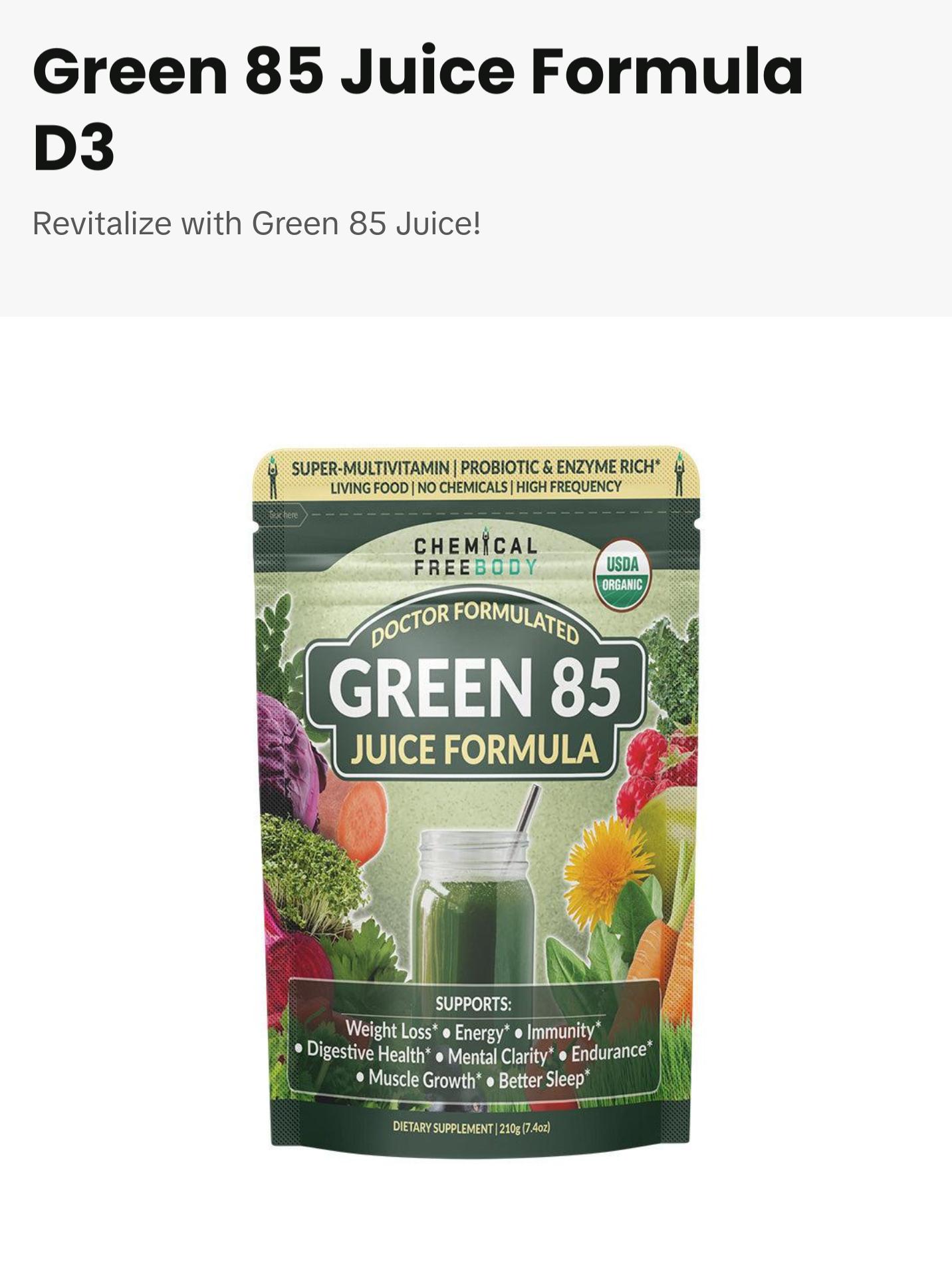 GREEN 85 JUICE FORMULA WITH D3