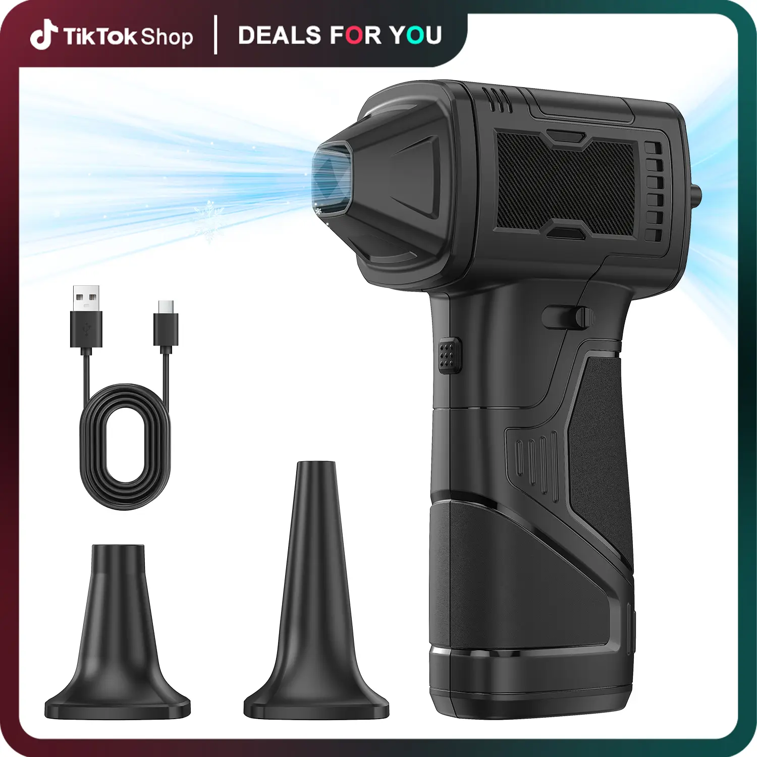 Highyes Electric Air Duster—130,000 RPM Brushless Turbo Fan, Portable Dust Blower for Cleaning Electronics, 3-Speed Cordless Blower with 4000mAh Batte