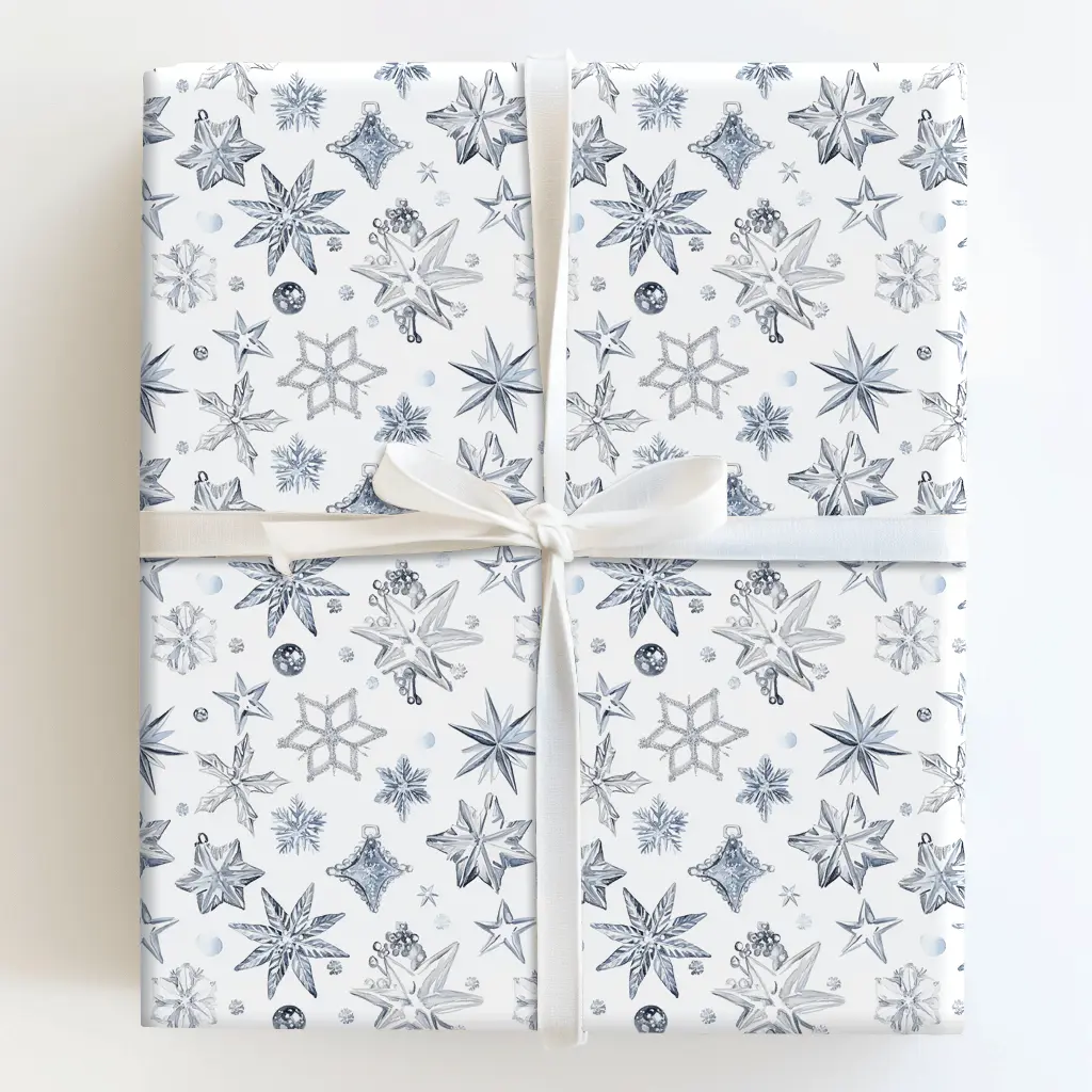 Silver SnowflakeWrap Wrapping, Holiday Gift Wrap Wrap Elegant Gift Wrap Wrapping Paper Seasonal, Gift Warp, floral wrapping paper