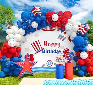 145pcs 4th of July Balloon Red White and Blue Balloon Garland Kit for Party Theme Party Baby Shower Independence Day Memorial Day Party